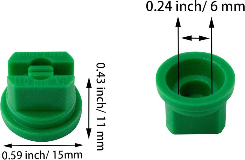 PDETVEO 10pcs Flat Fan Spray Tip, 110 Degree Plastic Flat Fan Sprayer Nozzles 0.15mm Orifice Diameter for Agricultural, Cleaning, Cooling, Green - Image 3